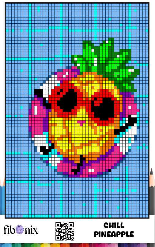 Free Pixel Art Pineapple Coloring Page for Kids and Adults by Fibo Nix