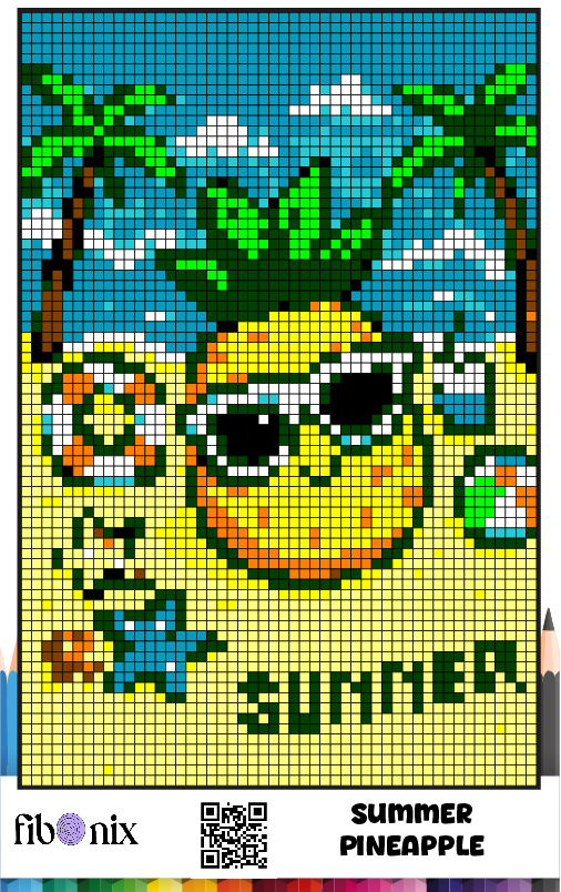 Free Pixel Art Pineapple Coloring Page for Kids and Adults by Fibo Nix