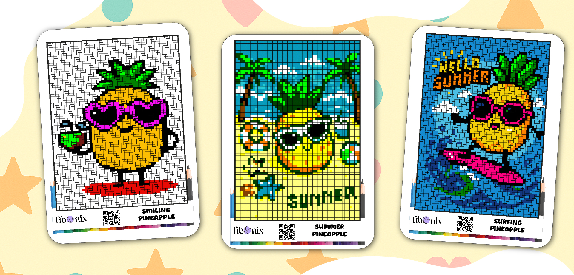 Smiling Pineapple Pixel Art Coloring Page – Free Printable