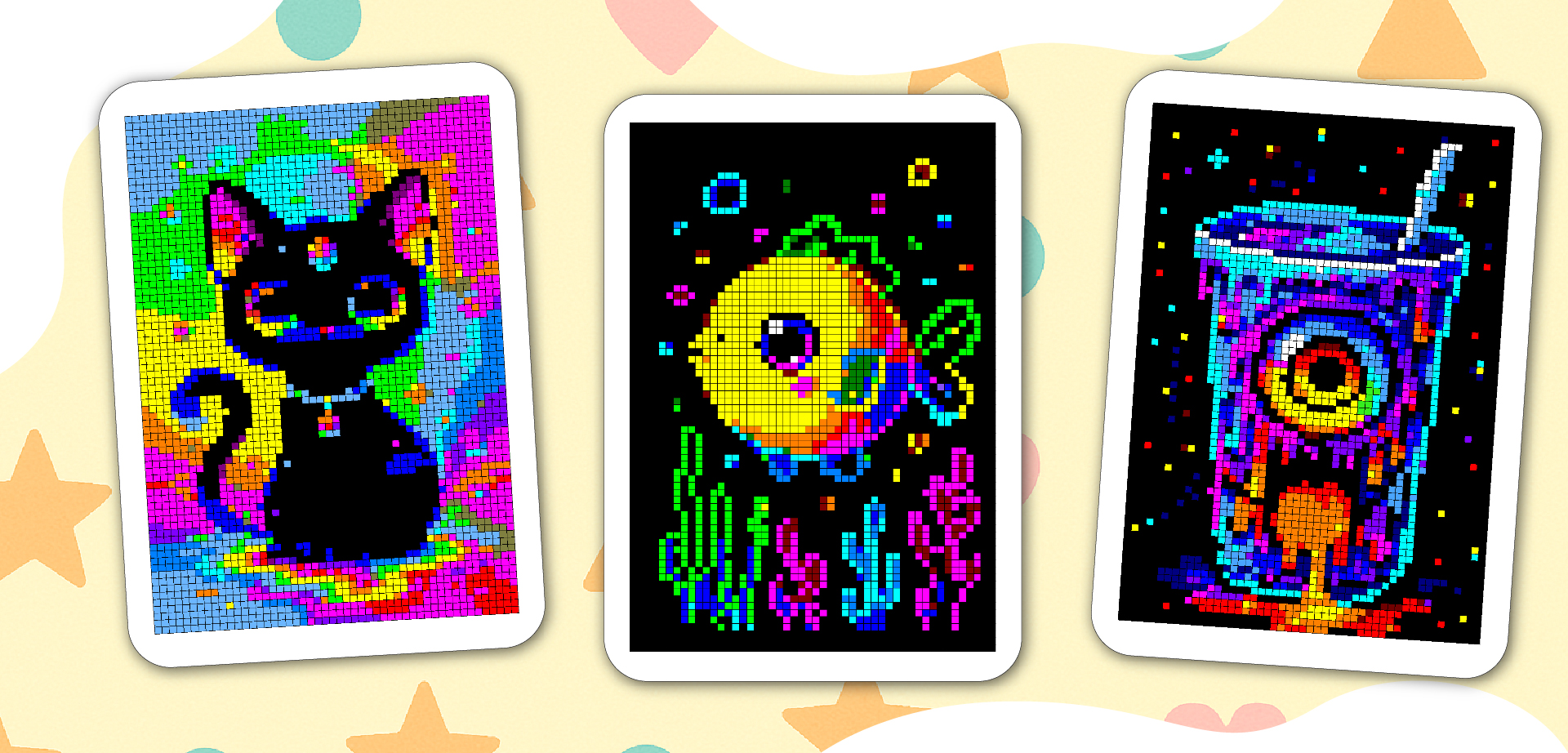neon pixel art coloring page – Chroma Joy