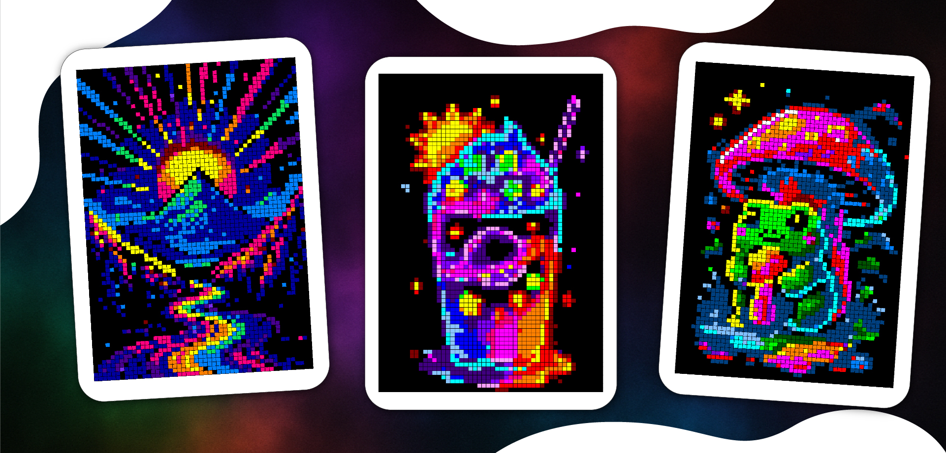 neon pixel art coloring page – Chroma Joy