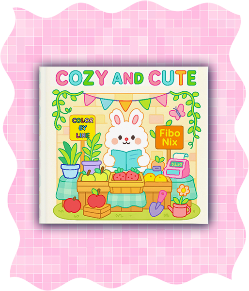 Cozy And Cute Color By Line Coloring Book – Fibo Nix – Cute Bunny Cover
