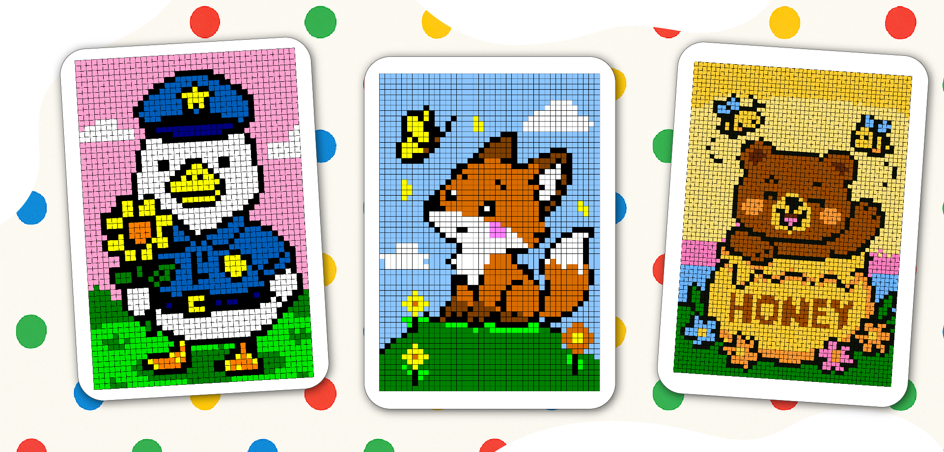 pixel art coloring page – Cute Animals Color By Number