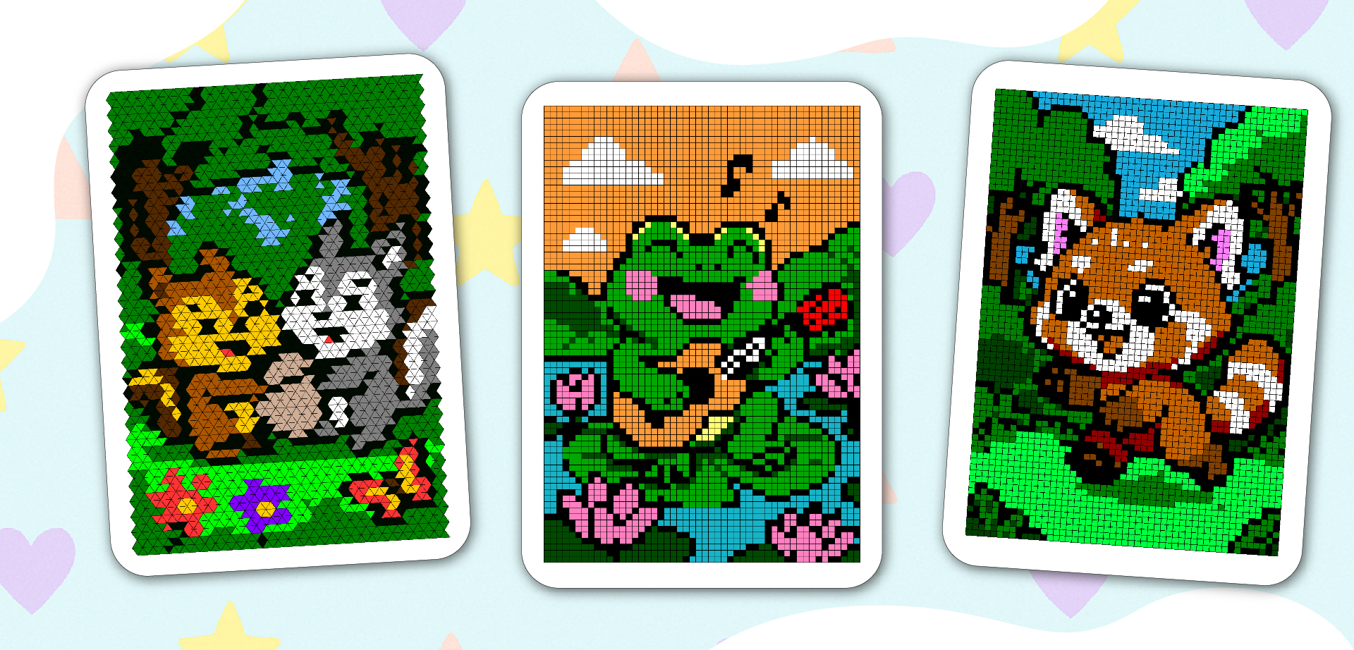 pixel art coloring page – Cute Animals Color By Number