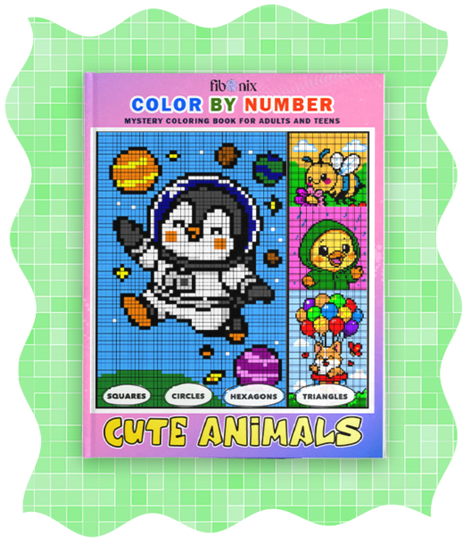 cute animals color by number Mystery Coloring Book for Adults fibo nix