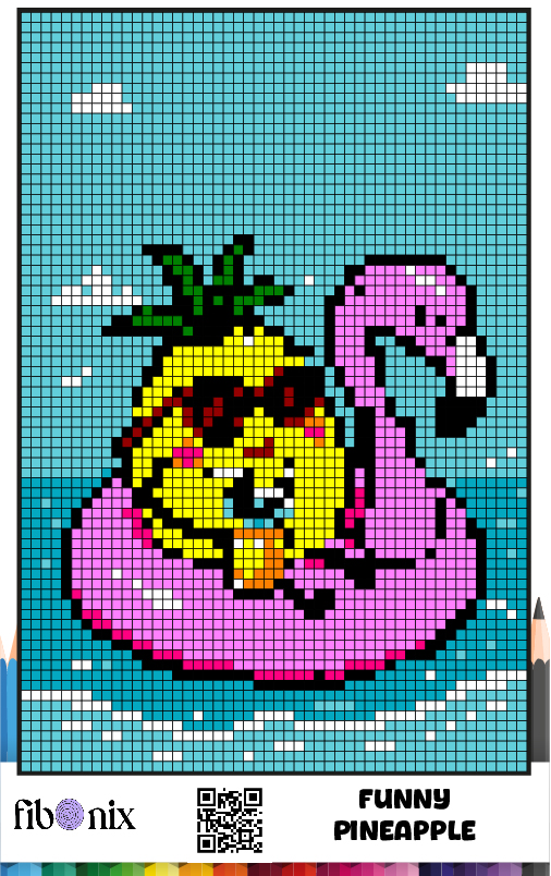 Free Pixel Art Pineapple Coloring Page for Kids and Adults by Fibo Nix