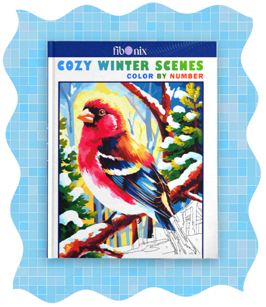 winter scenes color by number cute animals color by number Mystery Coloring Book for Adults fibo nix fibo nix