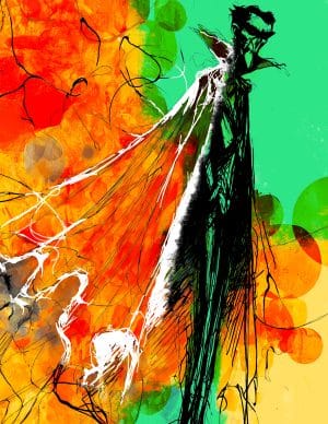 Ink tracing reverse coloring book spooky gothic style for adults