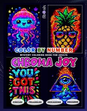 Mystery mosaics color by number chroma joy coloring book with hexagons and circles